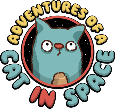 A blue cartoon cat in a circle with text around it saying Diary of a Cat in Space